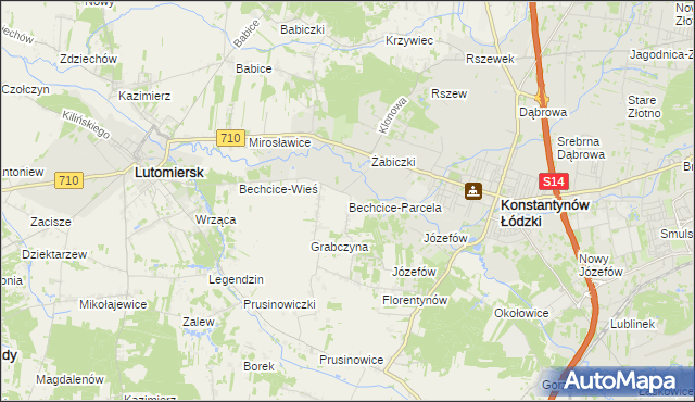 mapa Bechcice-Parcela, Bechcice-Parcela na mapie Targeo