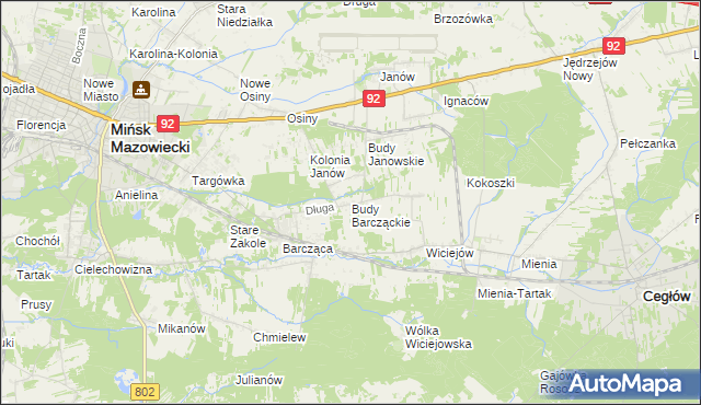 mapa Budy Barcząckie, Budy Barcząckie na mapie Targeo