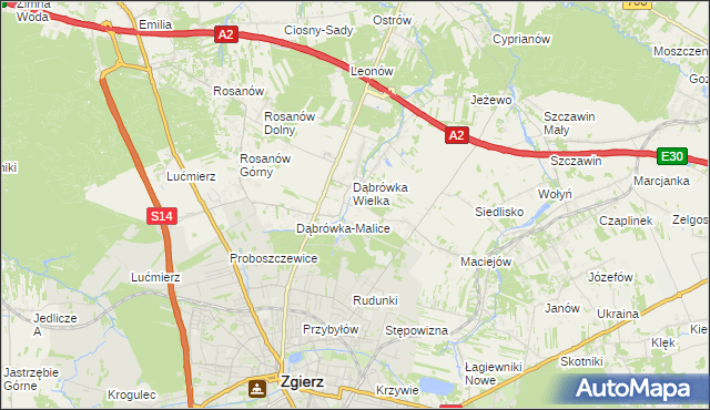 mapa Dąbrówka-Sowice, Dąbrówka-Sowice na mapie Targeo