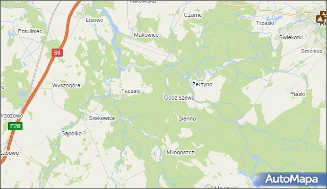 mapa Godziszewo gmina Resko, Godziszewo gmina Resko na mapie Targeo