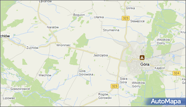 mapa Jastrzębia gmina Góra, Jastrzębia gmina Góra na mapie Targeo