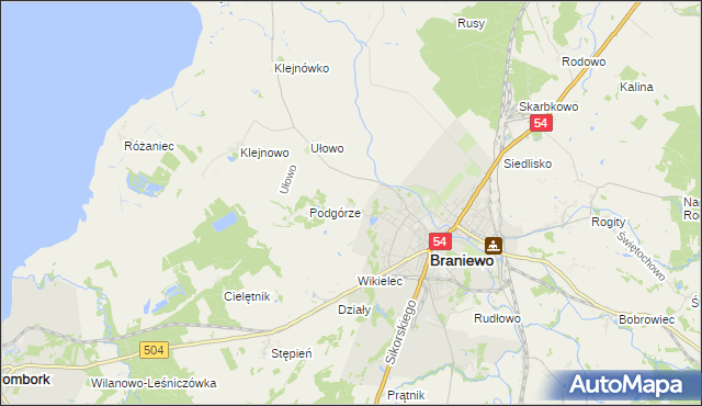 mapa Józefowo gmina Braniewo, Józefowo gmina Braniewo na mapie Targeo