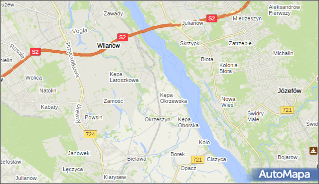 mapa Kępa Okrzewska, Kępa Okrzewska na mapie Targeo