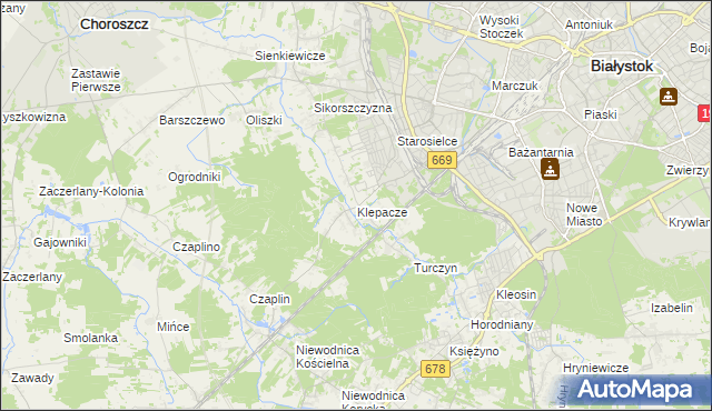 mapa Klepacze gmina Choroszcz, Klepacze gmina Choroszcz na mapie Targeo