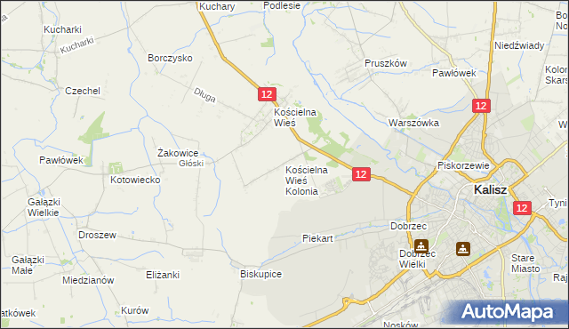 mapa Kościelna Wieś Kolonia, Kościelna Wieś Kolonia na mapie Targeo