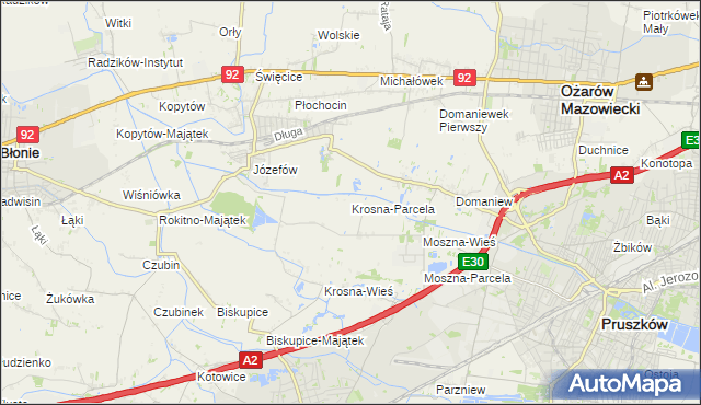 mapa Krosna-Parcela, Krosna-Parcela na mapie Targeo