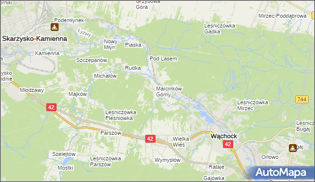 mapa Marcinków gmina Wąchock, Marcinków gmina Wąchock na mapie Targeo