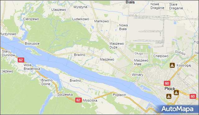 mapa Maszewo gmina Stara Biała, Maszewo gmina Stara Biała na mapie Targeo