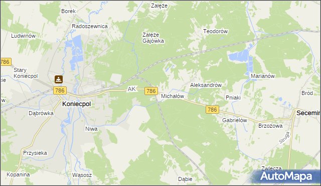 mapa Michałów gmina Koniecpol, Michałów gmina Koniecpol na mapie Targeo