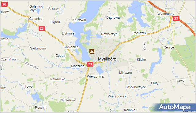 mapa Myślibórz, Myślibórz na mapie Targeo