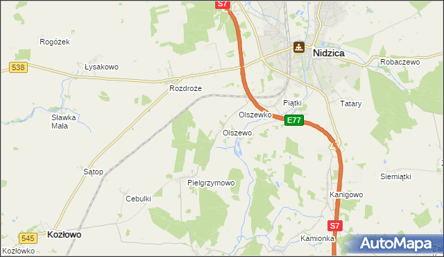 mapa Olszewo gmina Nidzica, Olszewo gmina Nidzica na mapie Targeo