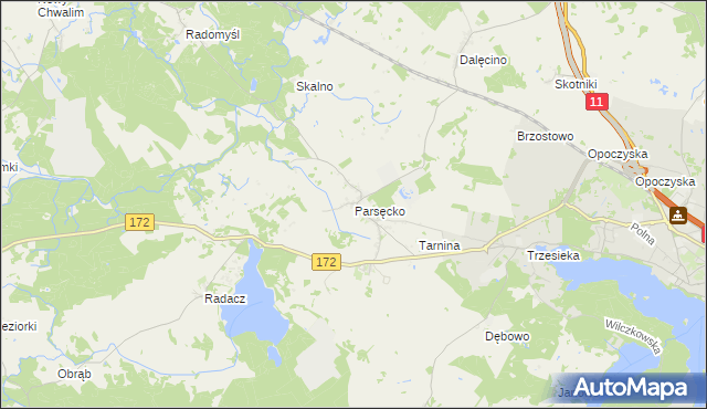 mapa Parsęcko, Parsęcko na mapie Targeo