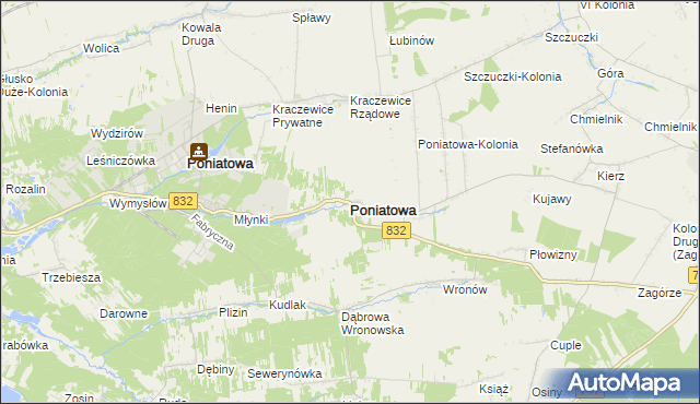 mapa Poniatowa powiat opolski, Poniatowa powiat opolski na mapie Targeo
