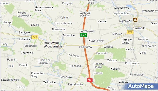 mapa Poskwitów, Poskwitów na mapie Targeo