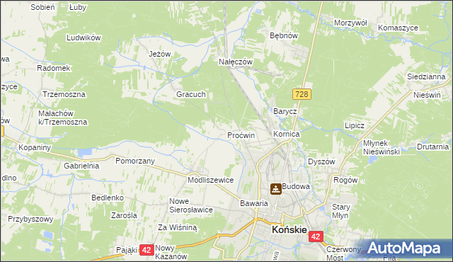 mapa Proćwin, Proćwin na mapie Targeo