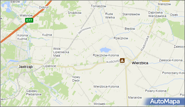 mapa Rzeczków-Kolonia, Rzeczków-Kolonia na mapie Targeo