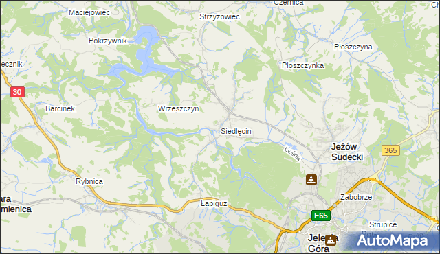 mapa Siedlęcin, Siedlęcin na mapie Targeo