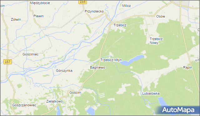 mapa Trzebicz-Młyn, Trzebicz-Młyn na mapie Targeo