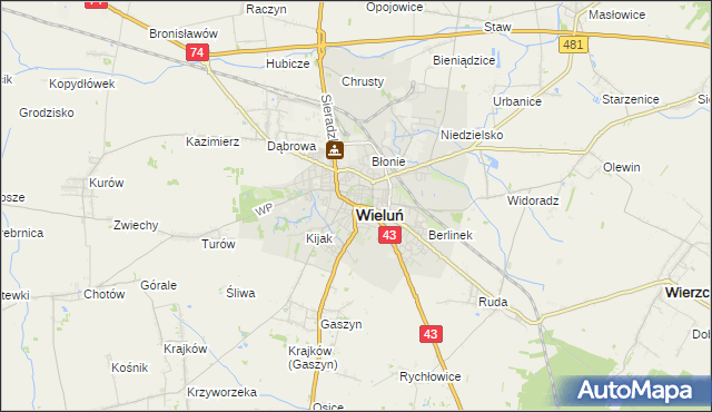 mapa Wieluń, Wieluń na mapie Targeo