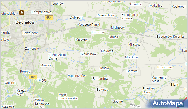 mapa Wiktorów gmina Bełchatów, Wiktorów gmina Bełchatów na mapie Targeo