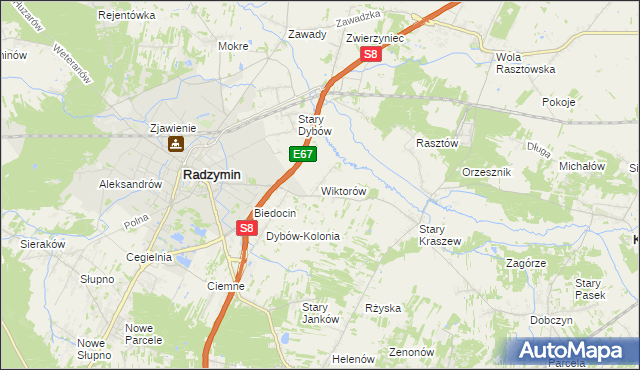 mapa Wiktorów gmina Radzymin, Wiktorów gmina Radzymin na mapie Targeo