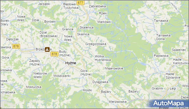 mapa Wólka Hyżneńska, Wólka Hyżneńska na mapie Targeo