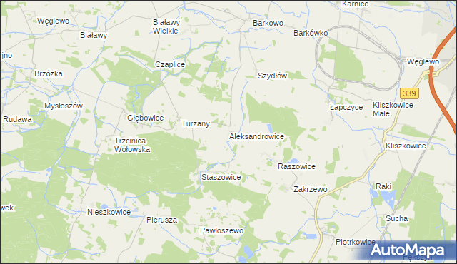 mapa Aleksandrowice gmina Wińsko, Aleksandrowice gmina Wińsko na mapie Targeo