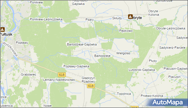 mapa Bartodzieje gmina Obryte, Bartodzieje gmina Obryte na mapie Targeo