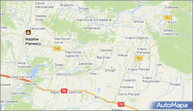 mapa Bęczków, Bęczków na mapie Targeo