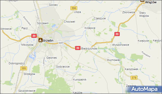 mapa Biedrzychów gmina Strzelin, Biedrzychów gmina Strzelin na mapie Targeo