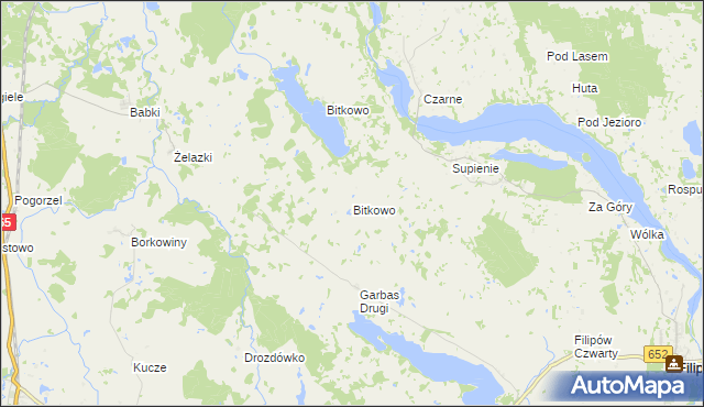 mapa Bitkowo gmina Filipów, Bitkowo gmina Filipów na mapie Targeo