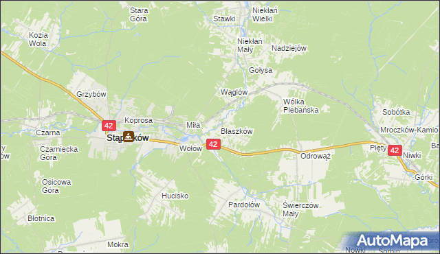mapa Błaszków, Błaszków na mapie Targeo