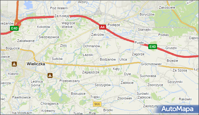 mapa Bodzanów gmina Biskupice, Bodzanów gmina Biskupice na mapie Targeo
