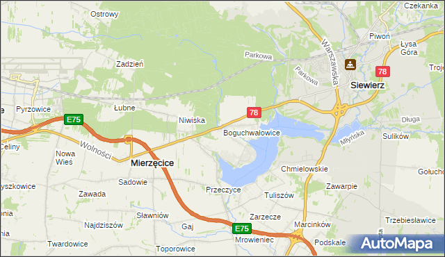 mapa Boguchwałowice, Boguchwałowice na mapie Targeo