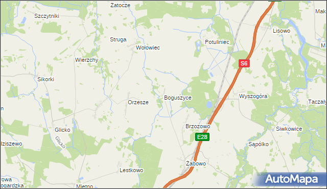 mapa Boguszyce gmina Nowogard, Boguszyce gmina Nowogard na mapie Targeo
