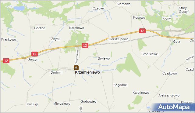 mapa Brylewo gmina Krzemieniewo, Brylewo gmina Krzemieniewo na mapie Targeo