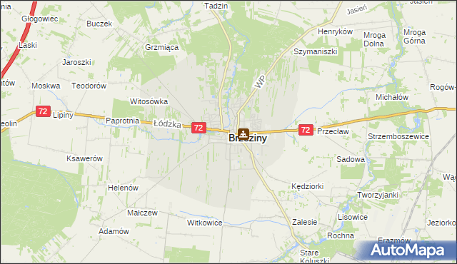 mapa Brzeziny, Brzeziny na mapie Targeo