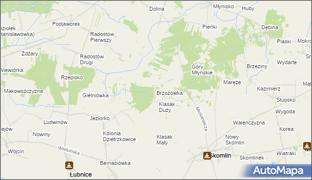 mapa Brzozówka gmina Łubnice, Brzozówka gmina Łubnice na mapie Targeo