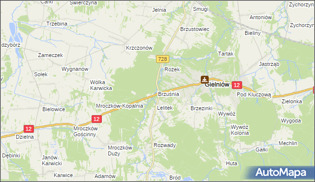 mapa Brzuśnia, Brzuśnia na mapie Targeo