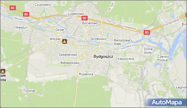 mapa Bydgoszczy, Bydgoszcz na mapie Targeo