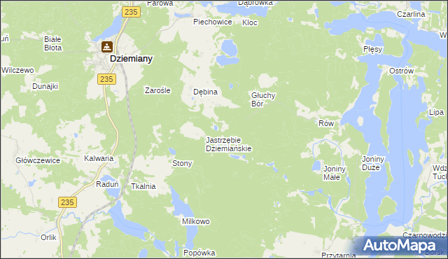 mapa Czarne gmina Dziemiany, Czarne gmina Dziemiany na mapie Targeo