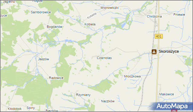 mapa Czarnolas gmina Skoroszyce, Czarnolas gmina Skoroszyce na mapie Targeo