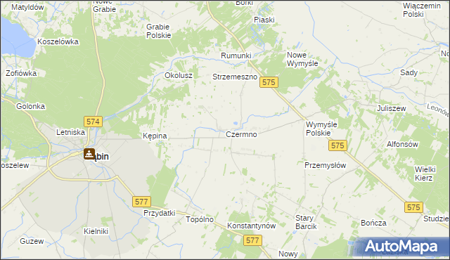 mapa Czermno gmina Gąbin, Czermno gmina Gąbin na mapie Targeo