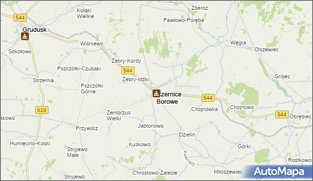 mapa Czernice Borowe, Czernice Borowe na mapie Targeo