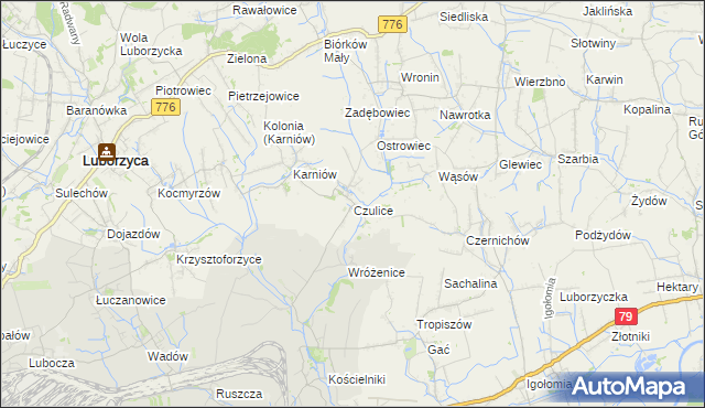 mapa Czulice, Czulice na mapie Targeo