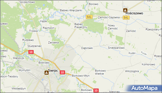 mapa Dąbrówki gmina Sierpc, Dąbrówki gmina Sierpc na mapie Targeo