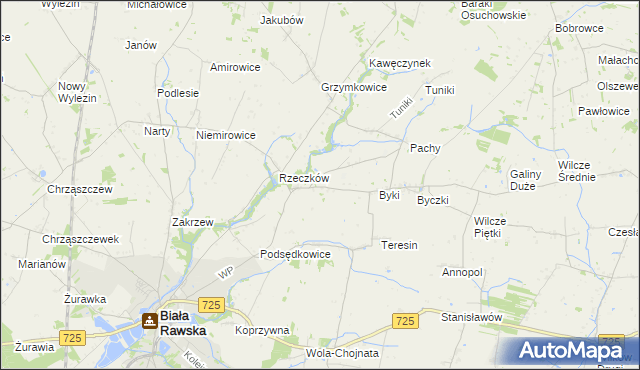 mapa Dańków gmina Biała Rawska, Dańków gmina Biała Rawska na mapie Targeo