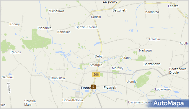 mapa Dęby gmina Dobre, Dęby gmina Dobre na mapie Targeo