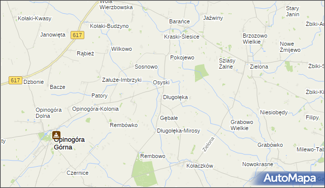 mapa Długołęka gmina Opinogóra Górna, Długołęka gmina Opinogóra Górna na mapie Targeo