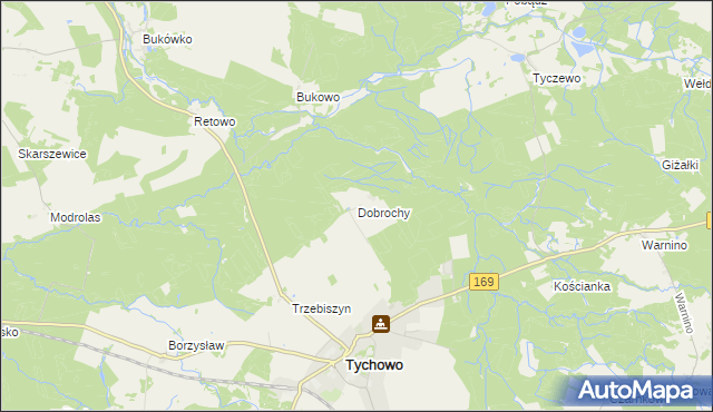 mapa Dobrochy gmina Tychowo, Dobrochy gmina Tychowo na mapie Targeo